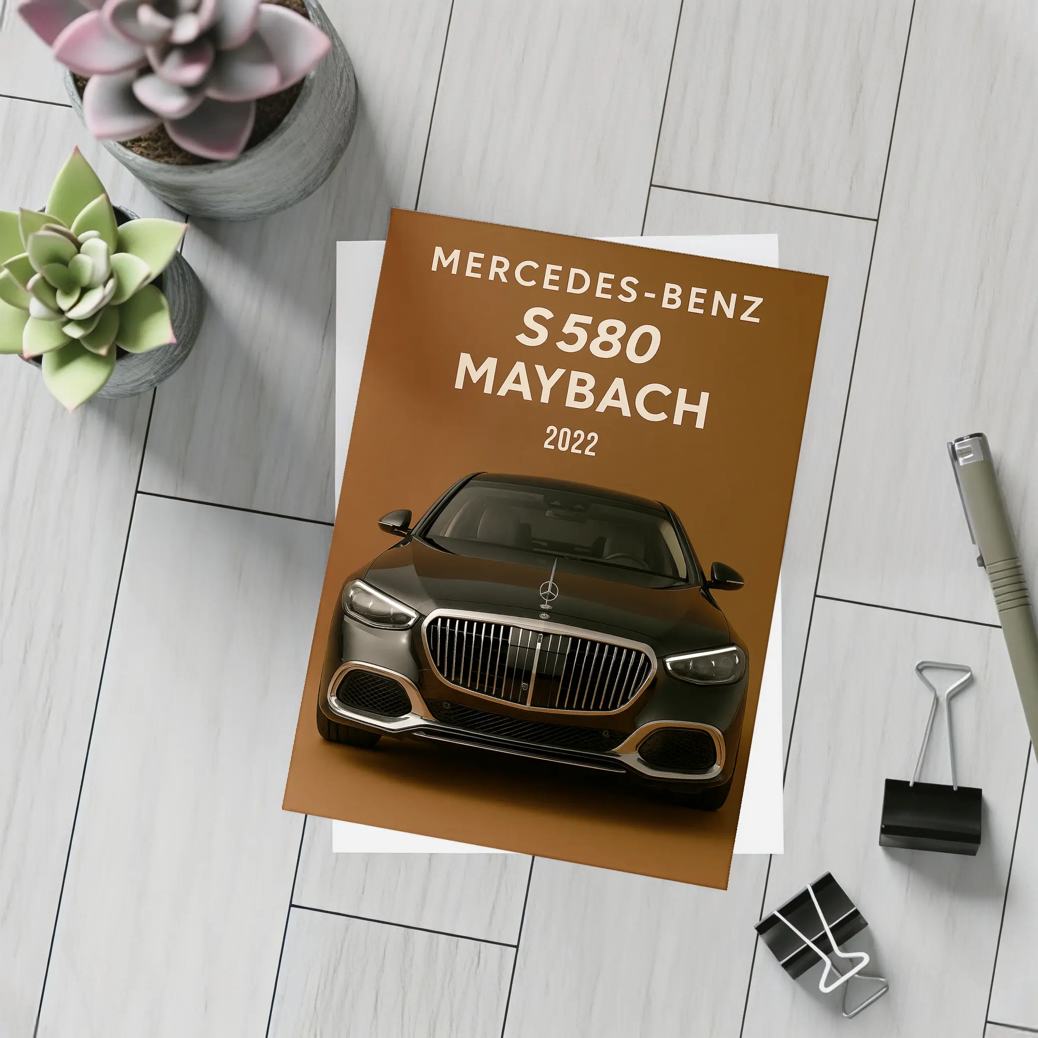 Mercedes Benz S580 Maybach Brown Background – Postcards