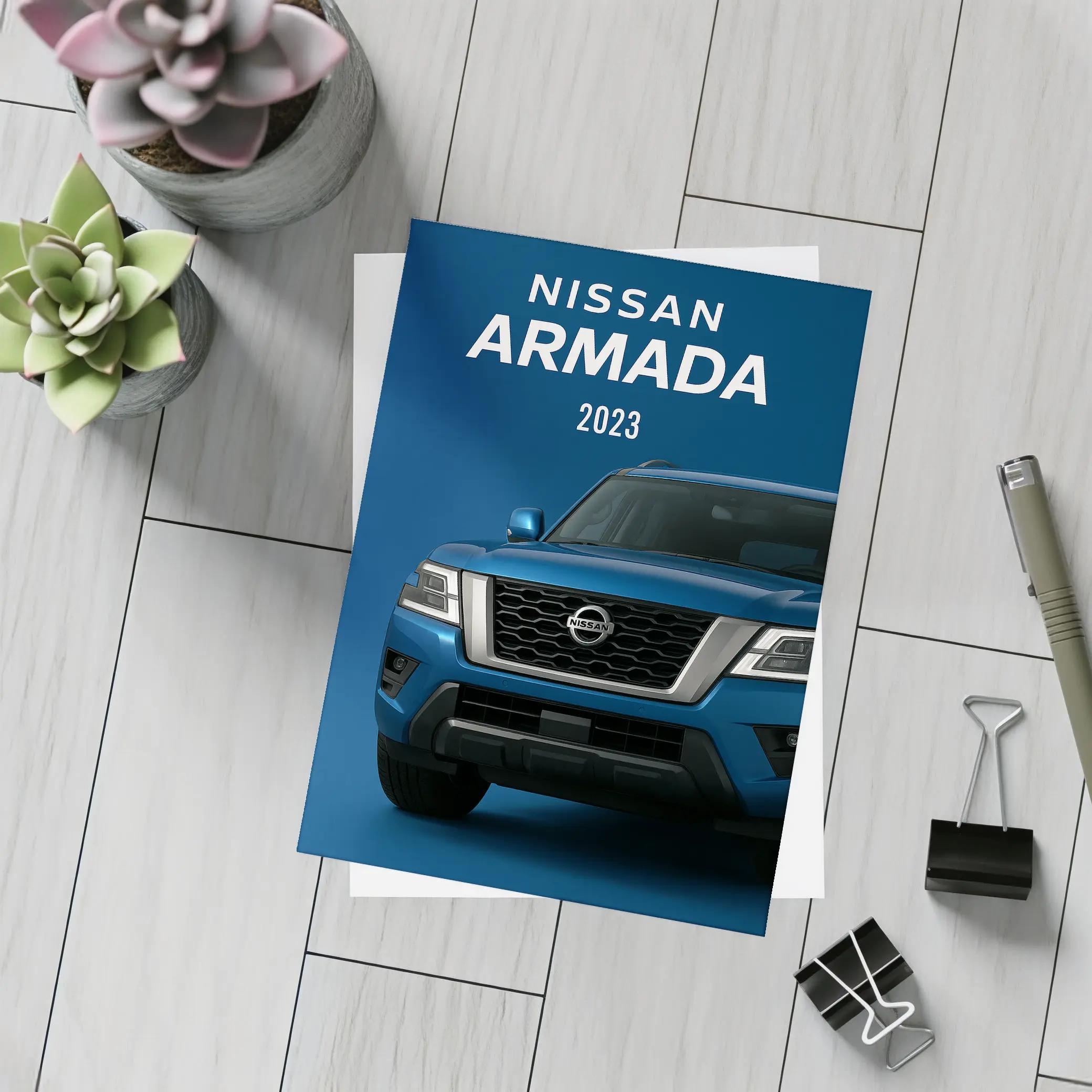 Nissan Armada SUV Blue Studio Shot – Postcards