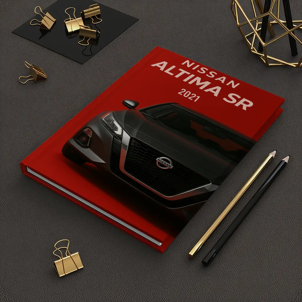 Nissan Altima SR Front View Red Background – Notebooks