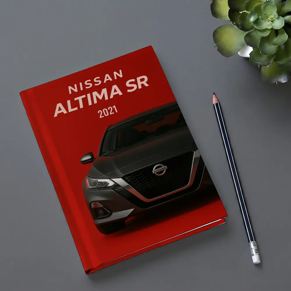 Nissan Altima SR Front View Red Background – Notebooks