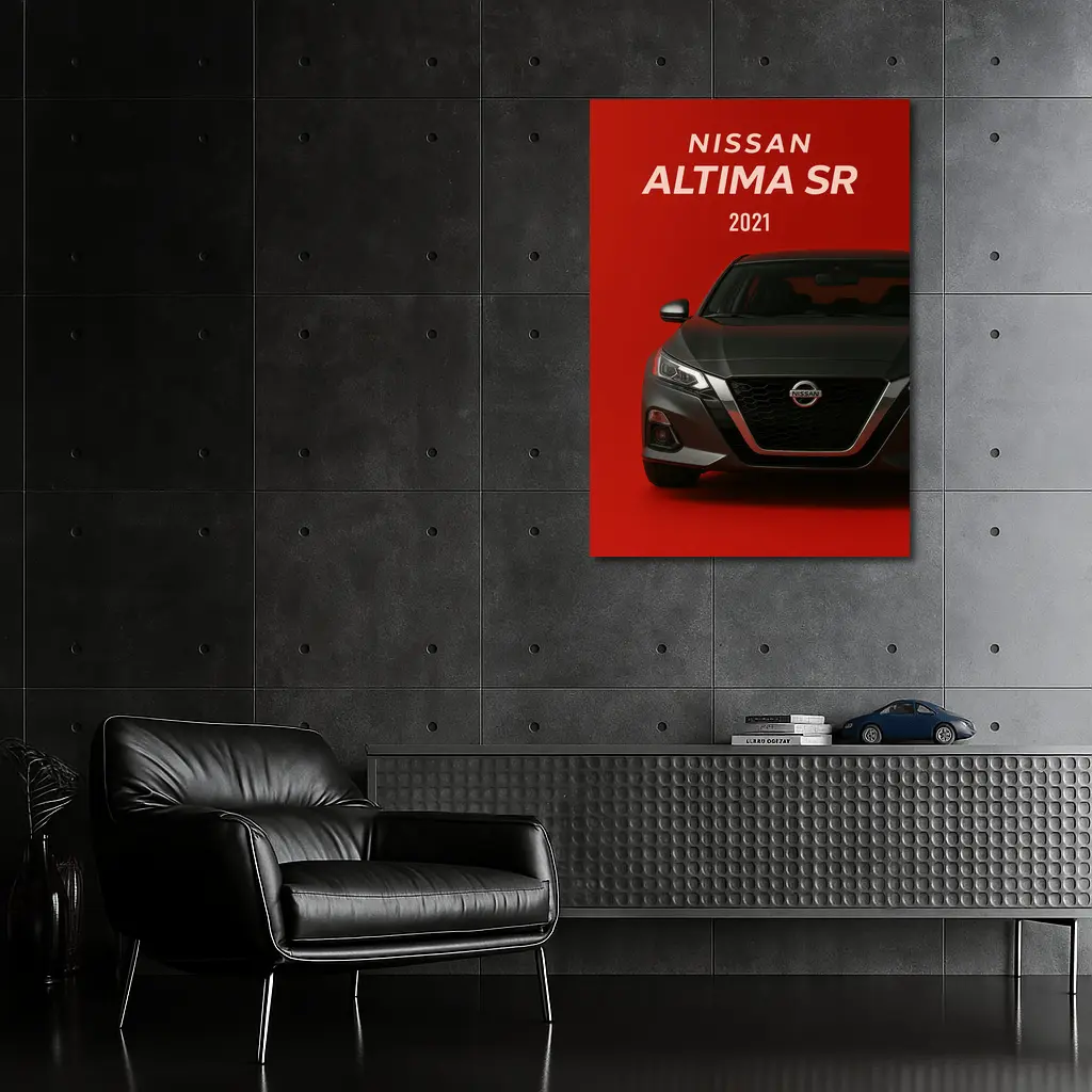 Nissan Altima SR Front View Red Background – Wall Art