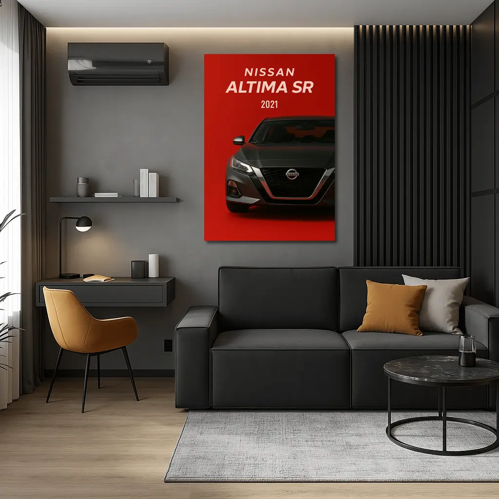 Nissan Altima SR Front View Red Background – Wall Art