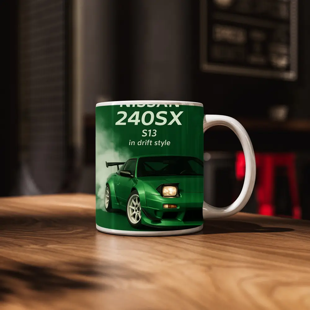 Nissan 240SX S13 Green Drift Style Art – Mugs