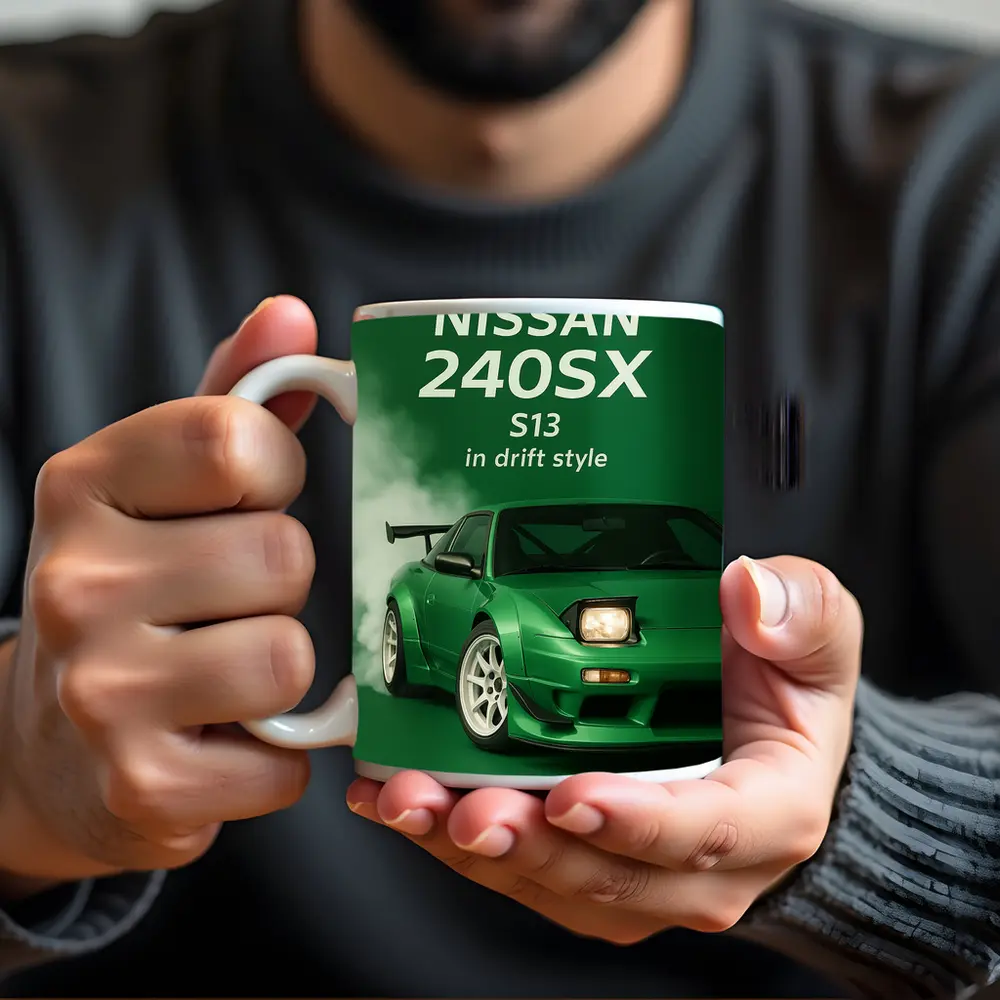 Nissan 240SX S13 Green Drift Style Art – Mugs