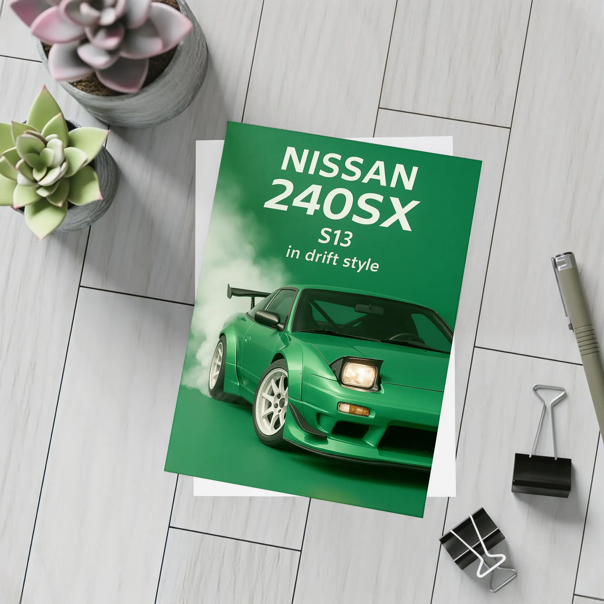 Nissan 240SX S13 Green Drift Style Art – Postcards