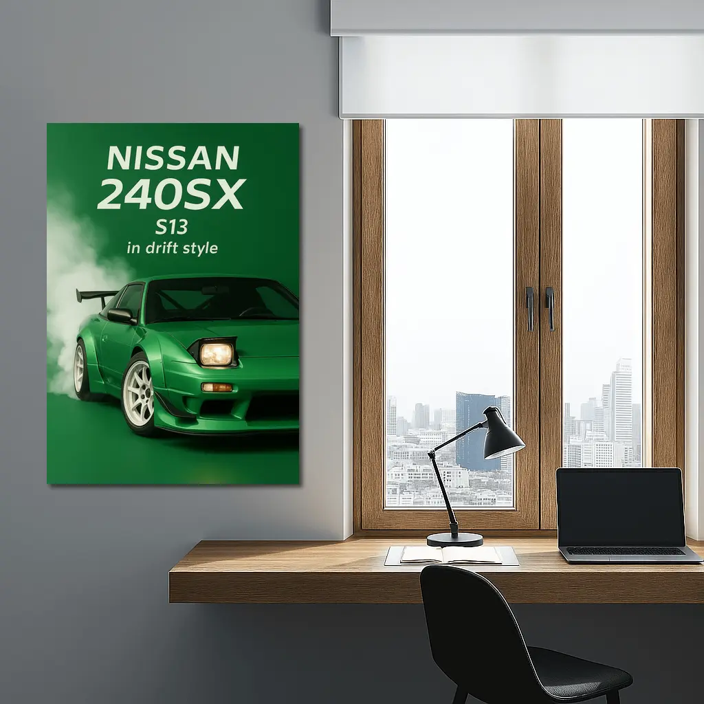 Nissan 240SX S13 Green Drift Style Art – Wall Art