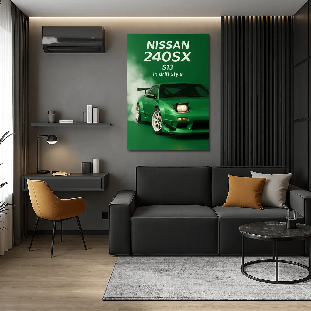 Nissan 240SX S13 Green Drift Style Art – Wall Art
