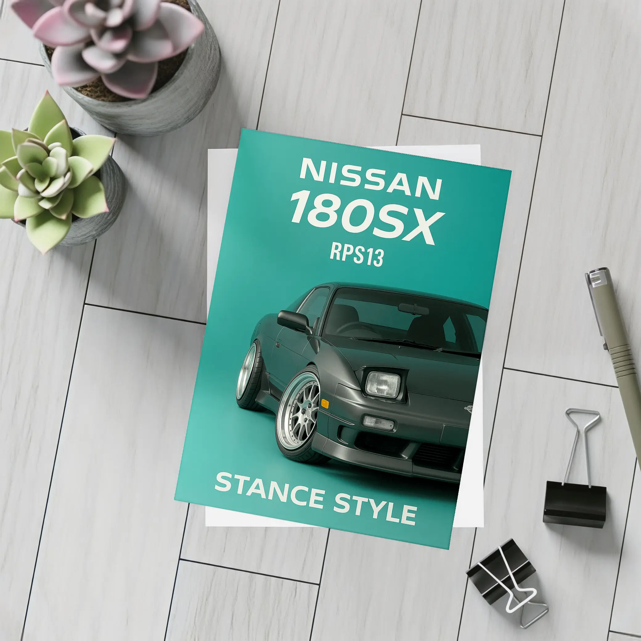 Nissan 180SX RPS13 Stance Style Green – Postcards