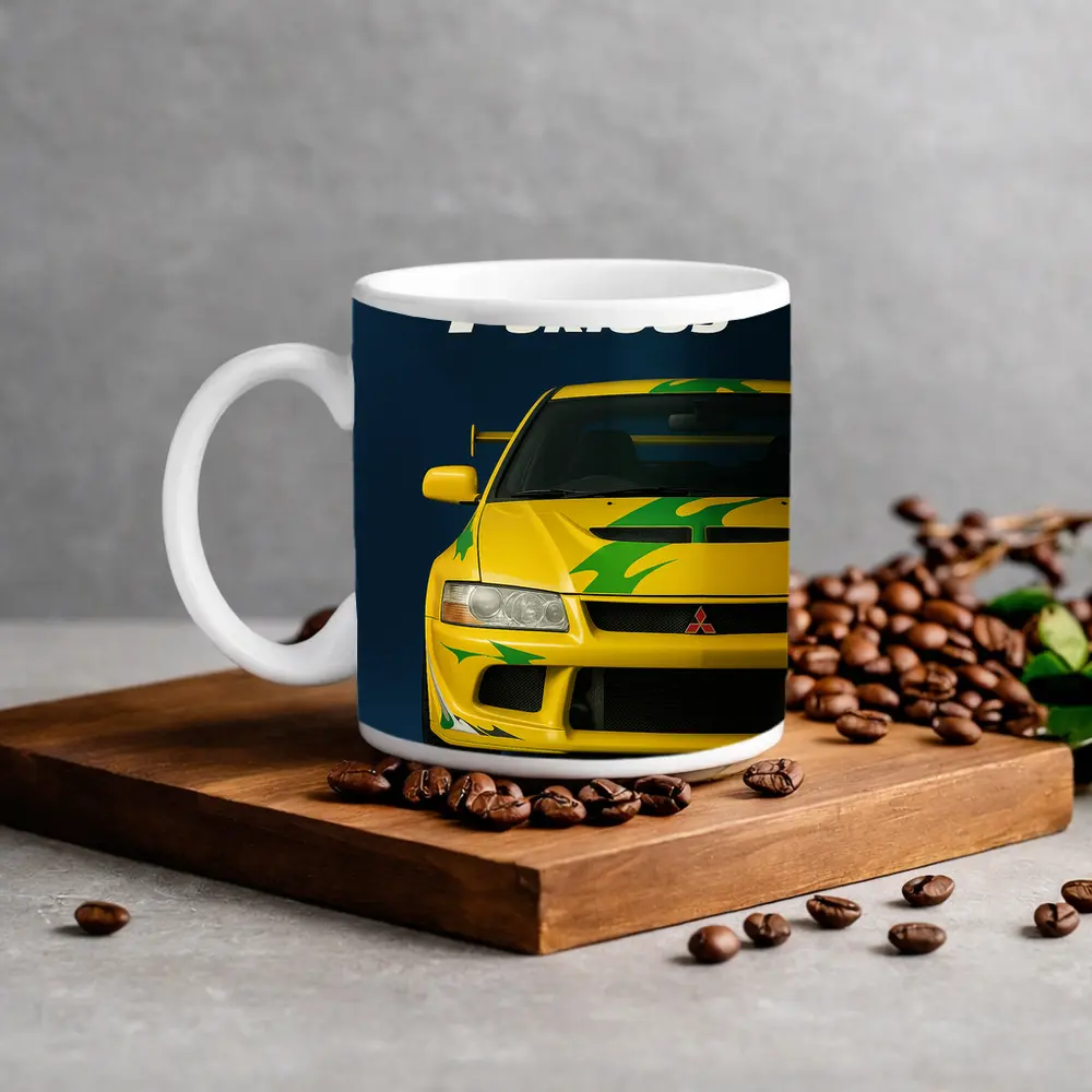 Mitsubishi Lancer Evolution Fast Furious Yellow – Mugs