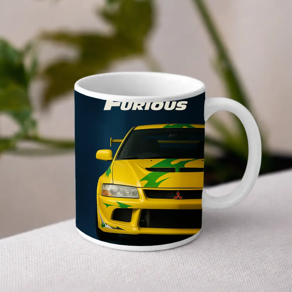 Mitsubishi Lancer Evolution Fast Furious Yellow – Mugs