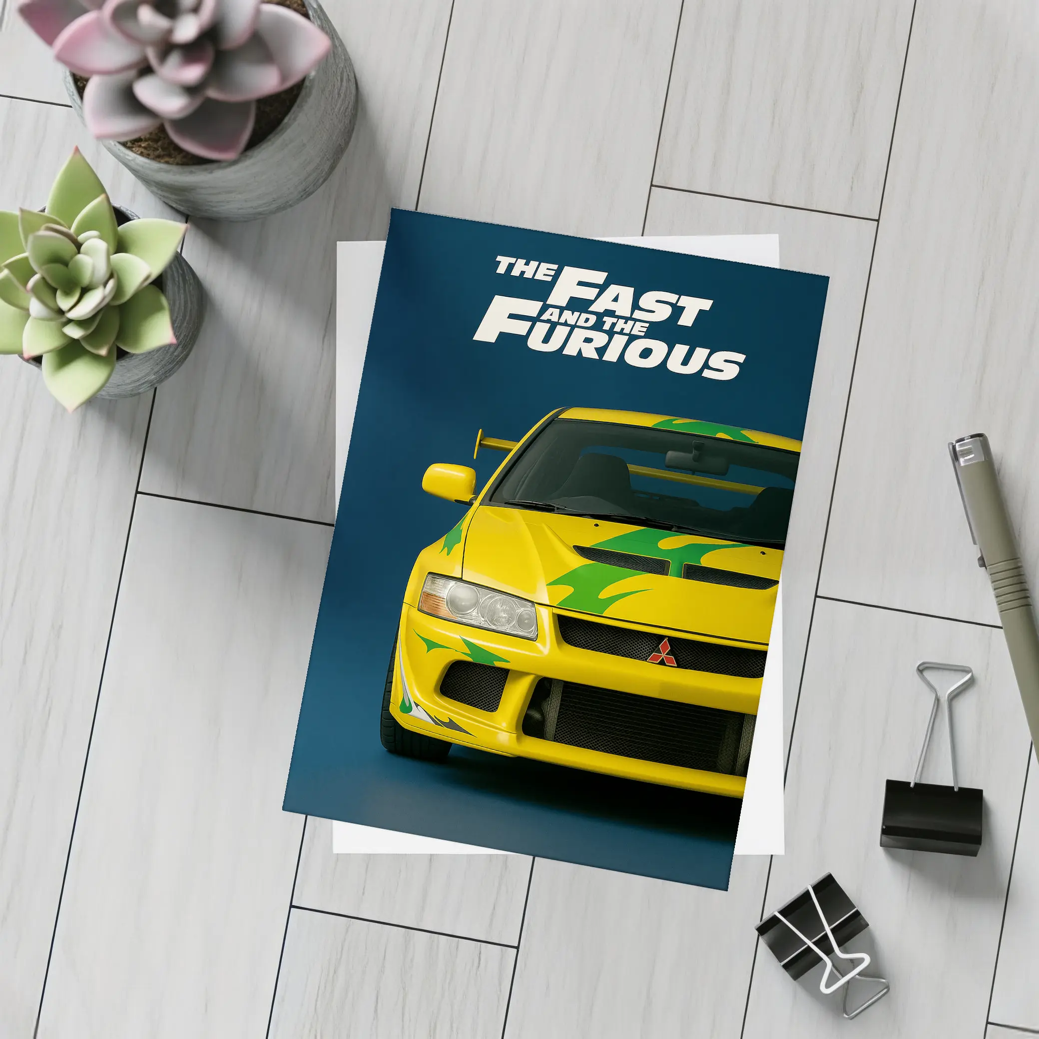 Mitsubishi Lancer Evolution Fast Furious Yellow – Postcards
