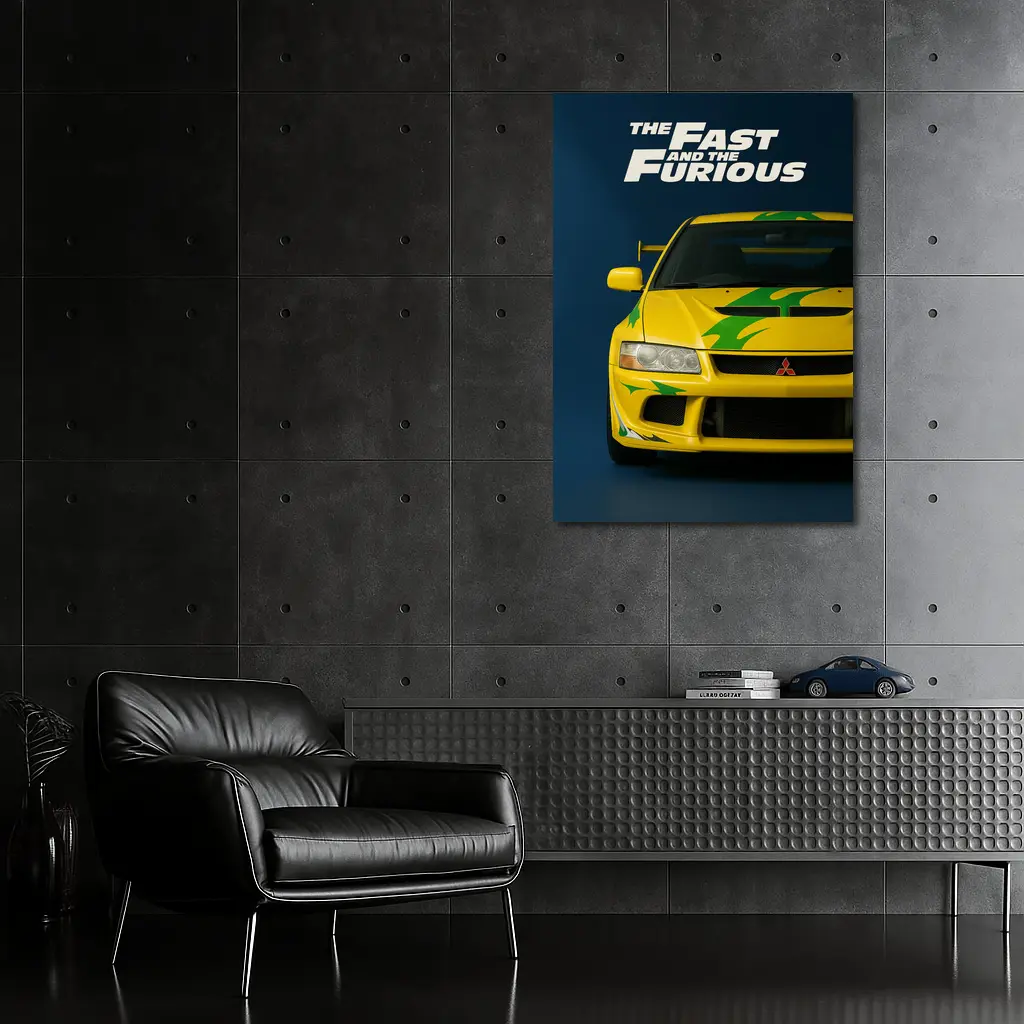 Mitsubishi Lancer Evolution VII CT9A Yellow Fast and Furious – Wall Art