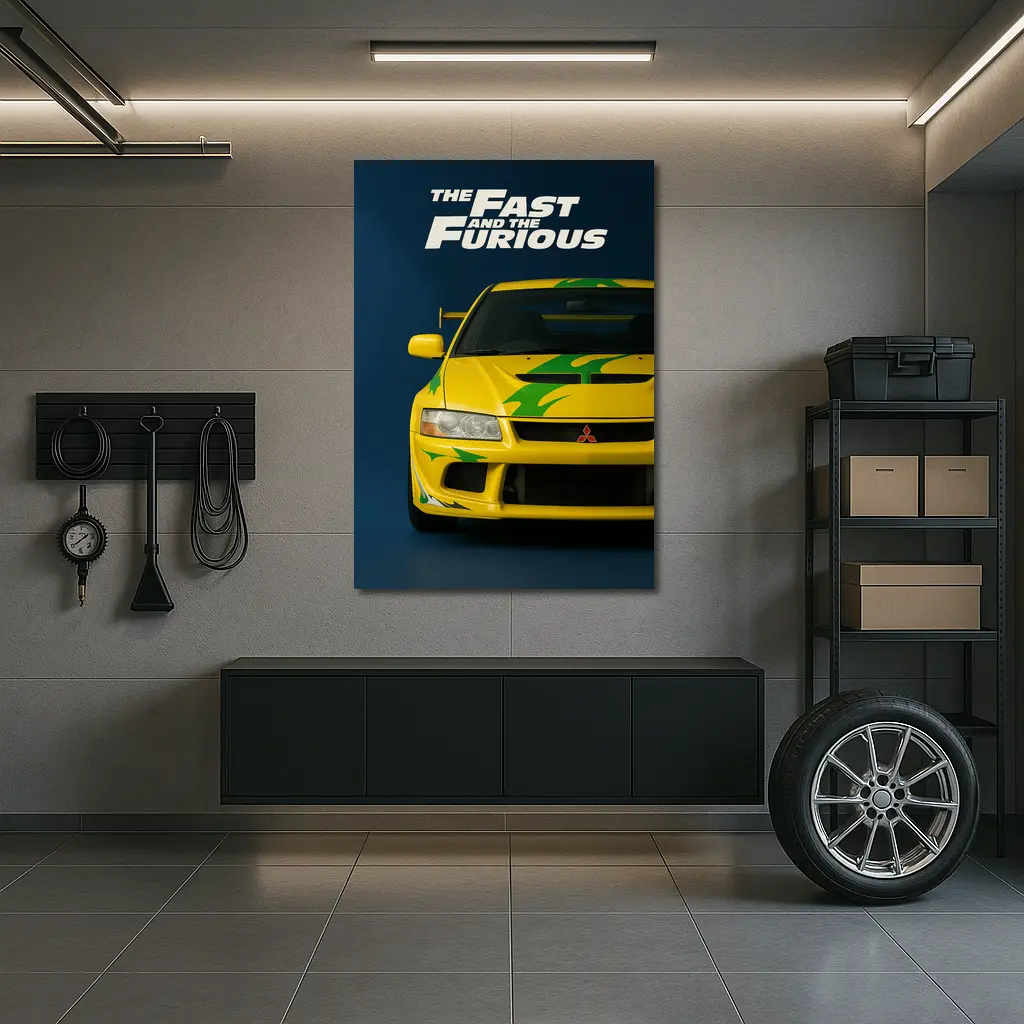 Mitsubishi Lancer Evolution VII CT9A Yellow Fast and Furious – Wall Art