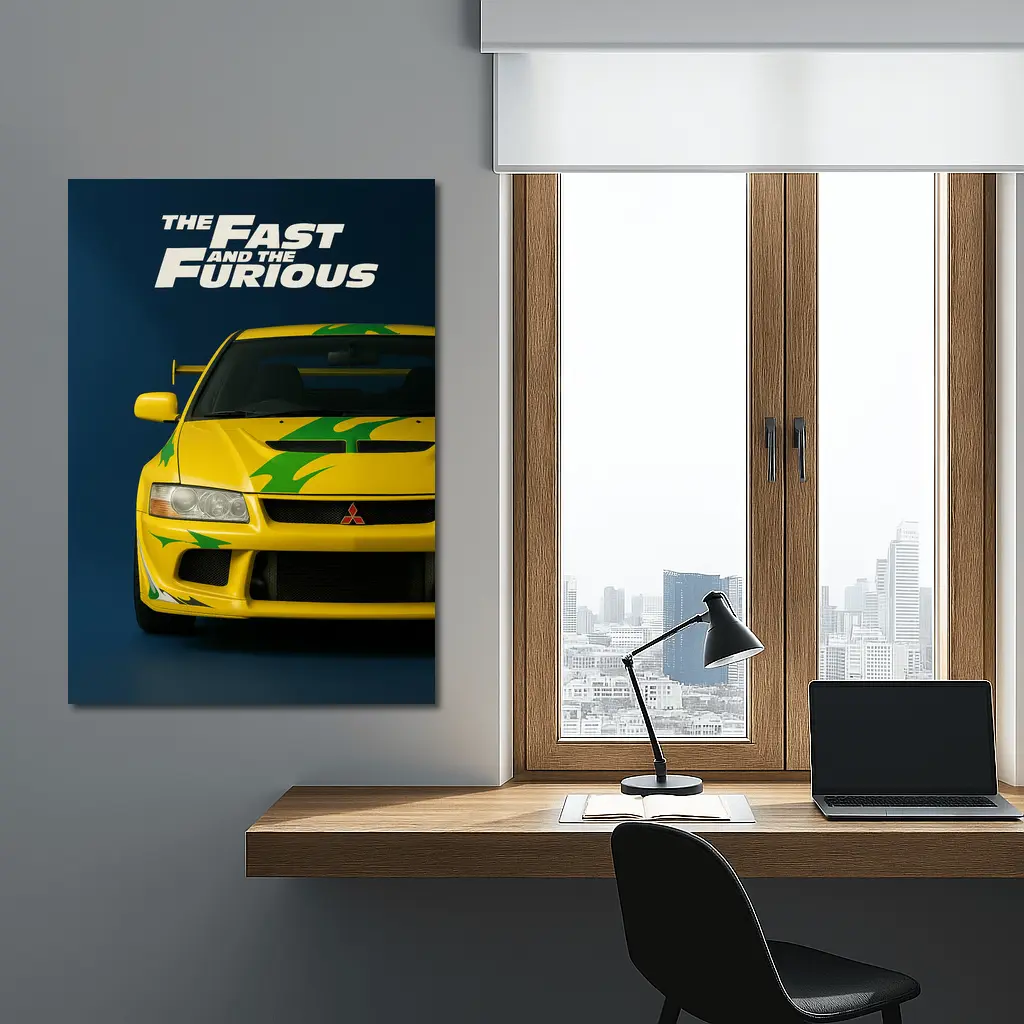 Mitsubishi Lancer Evolution VII CT9A Yellow Fast and Furious – Wall Art