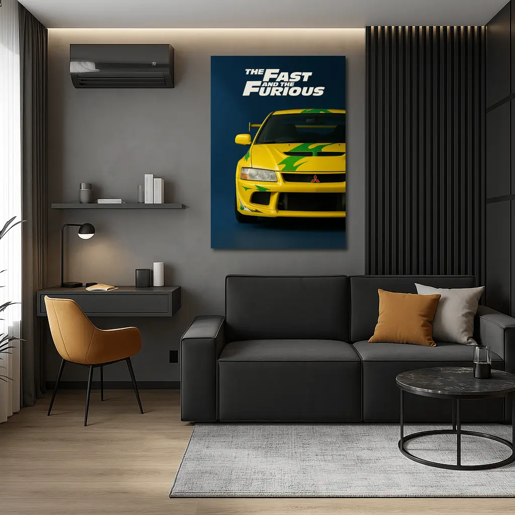 Mitsubishi Lancer Evolution VII CT9A Yellow Fast and Furious – Wall Art