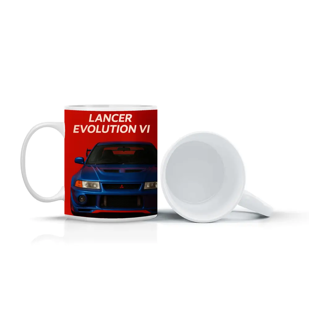 Mitsubishi Lancer Evolution VI Blue Red Background – Mugs