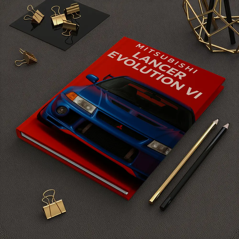 Mitsubishi Lancer Evolution VI Blue Red Background – Notebooks