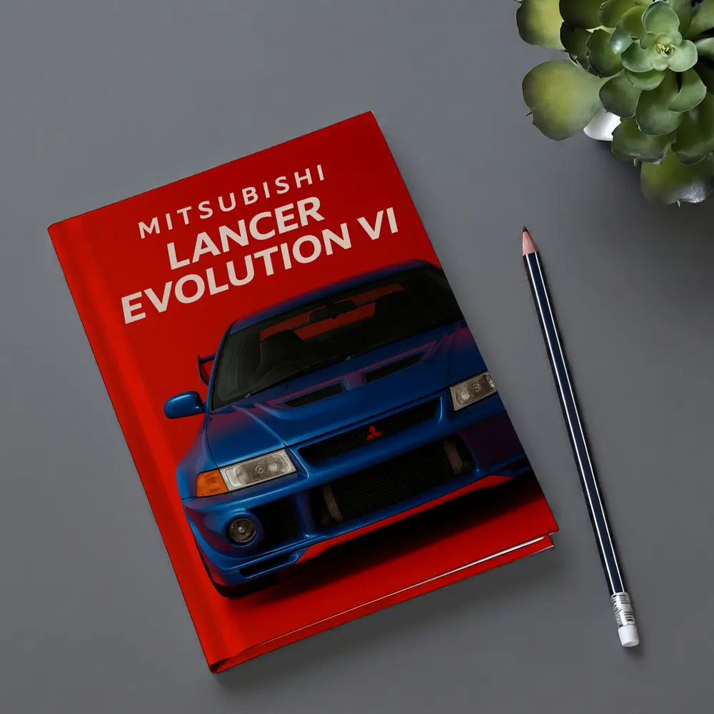 Mitsubishi Lancer Evolution VI Blue Red Background – Notebooks