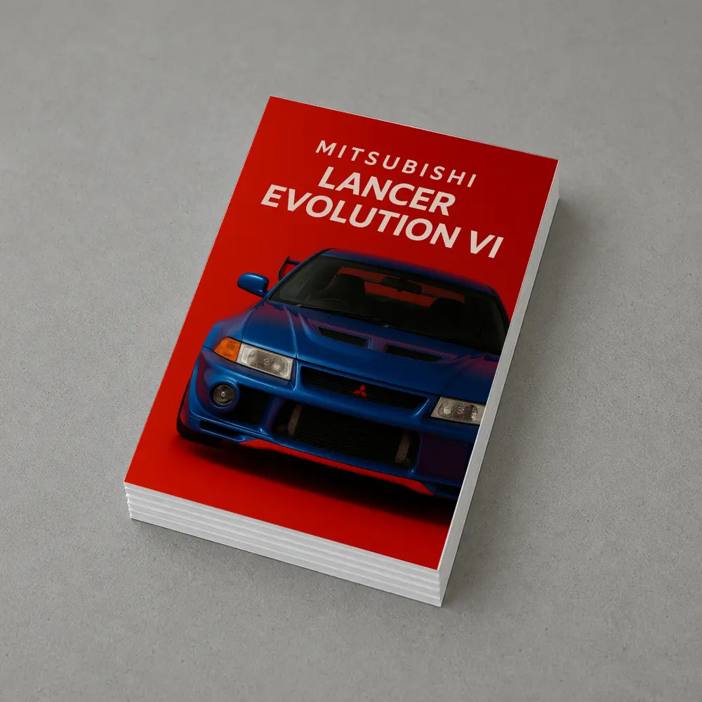 Mitsubishi Lancer Evolution VI Blue Red Background – Postcards