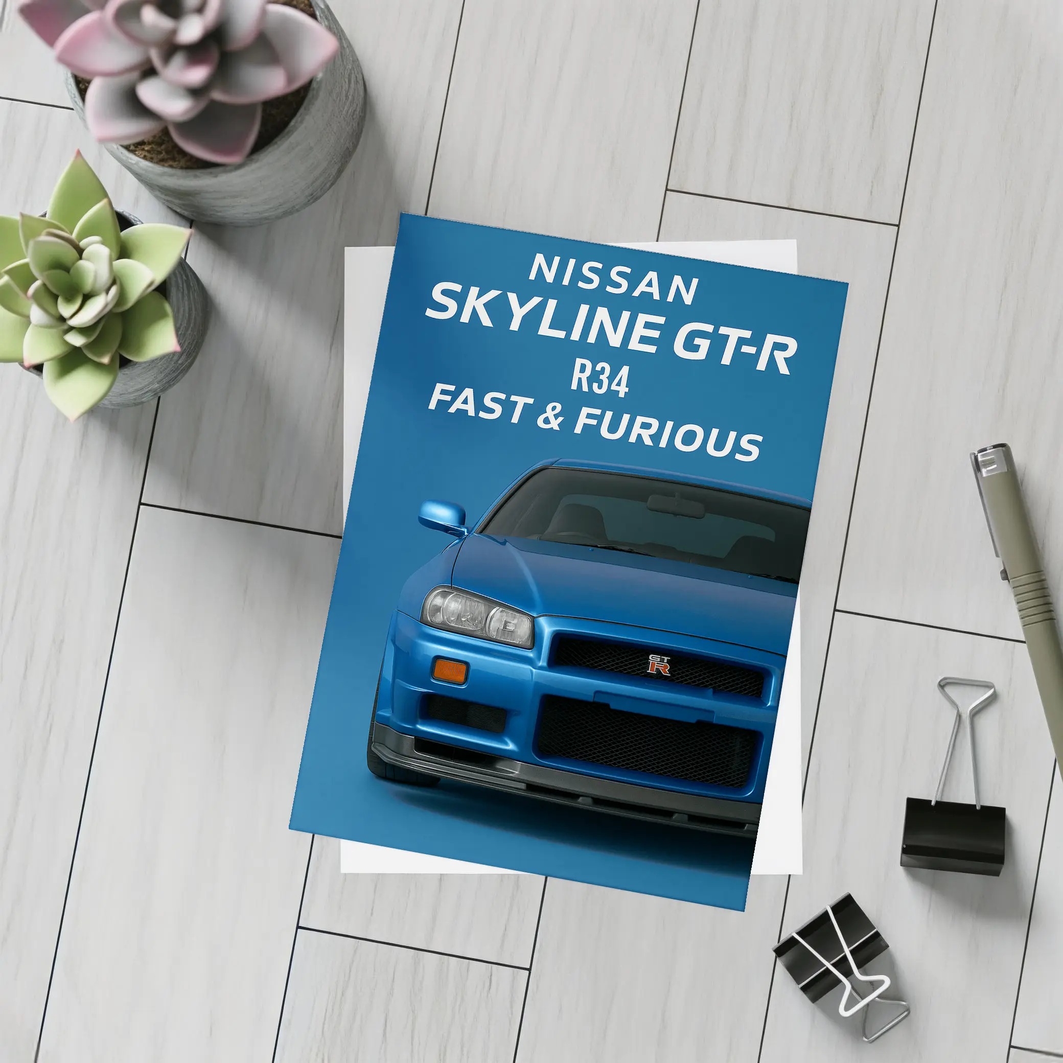 Nissan Skyline GT-R R34 Blue Wall Art – Postcards