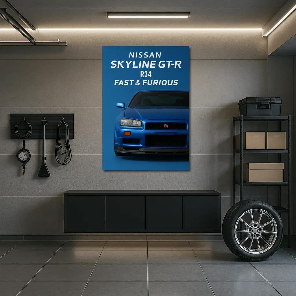 Nissan Skyline GT-R R34 Blue Wall Art – Wall Art