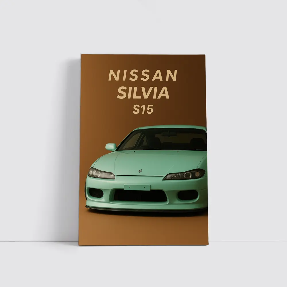 Nissan Silvia S15 Mint Green Brown Background – Wall Art