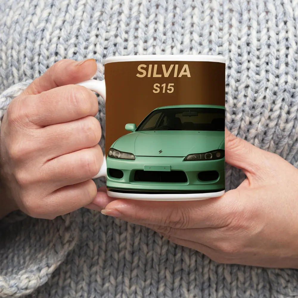 Nissan Silvia S15 Mint Green Brown Background – Mugs