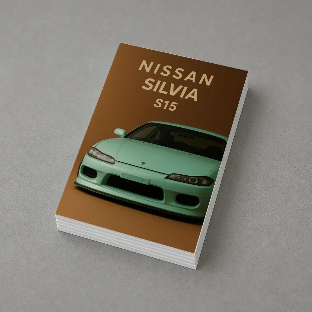 Nissan Silvia S15 Mint Green Brown Background – Postcards