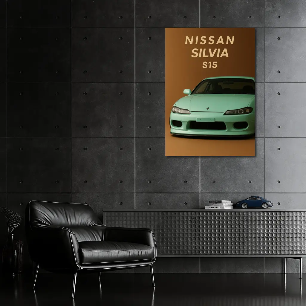 Nissan Silvia S15 Mint Green Brown Background – Wall Art