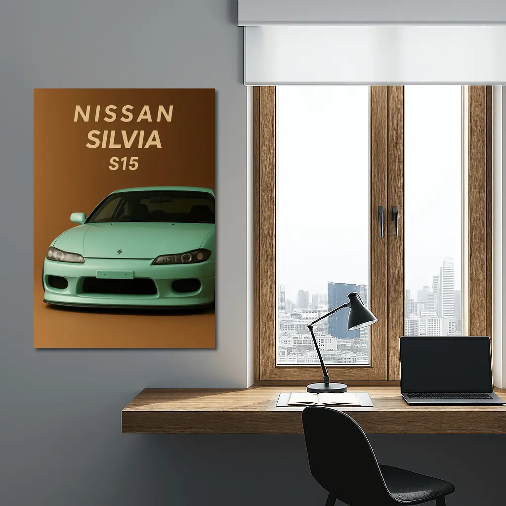 Nissan Silvia S15 Mint Green Brown Background – Wall Art