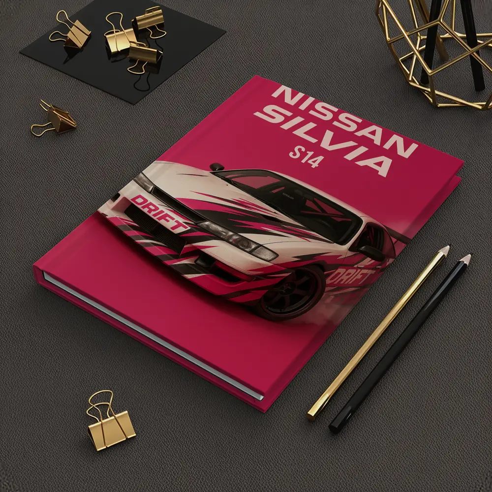 Nissan Silvia S14 Drift Car Pink Background – Notebooks