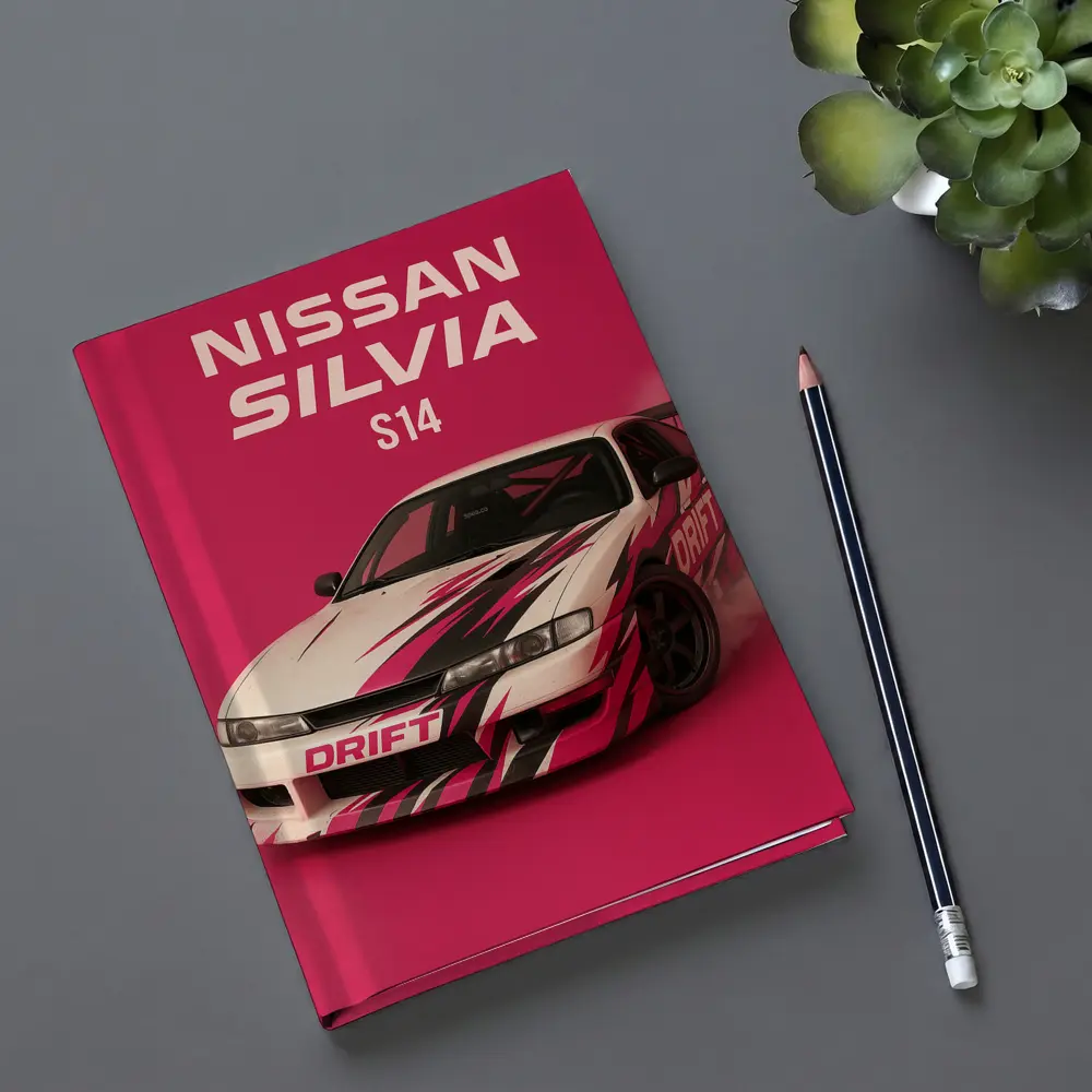 Nissan Silvia S14 Drift Car Pink Background – Notebooks
