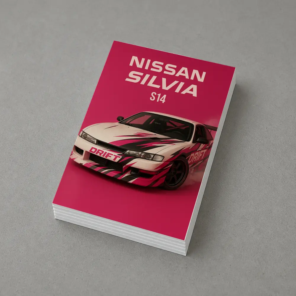 Nissan Silvia S14 Drift Car Pink Background – Postcards