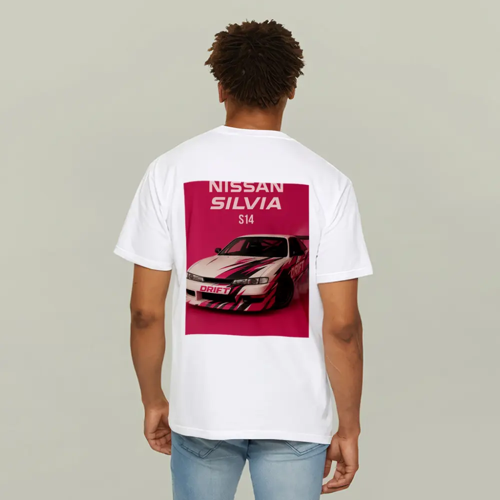 Nissan Silvia S14 Drift Car Pink Background – T-Shirts