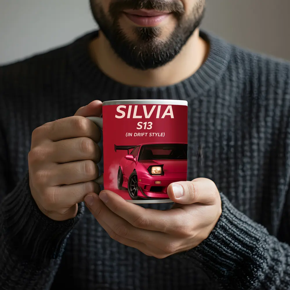 Nissan Silvia S13 Red Drift Style Art – Mugs
