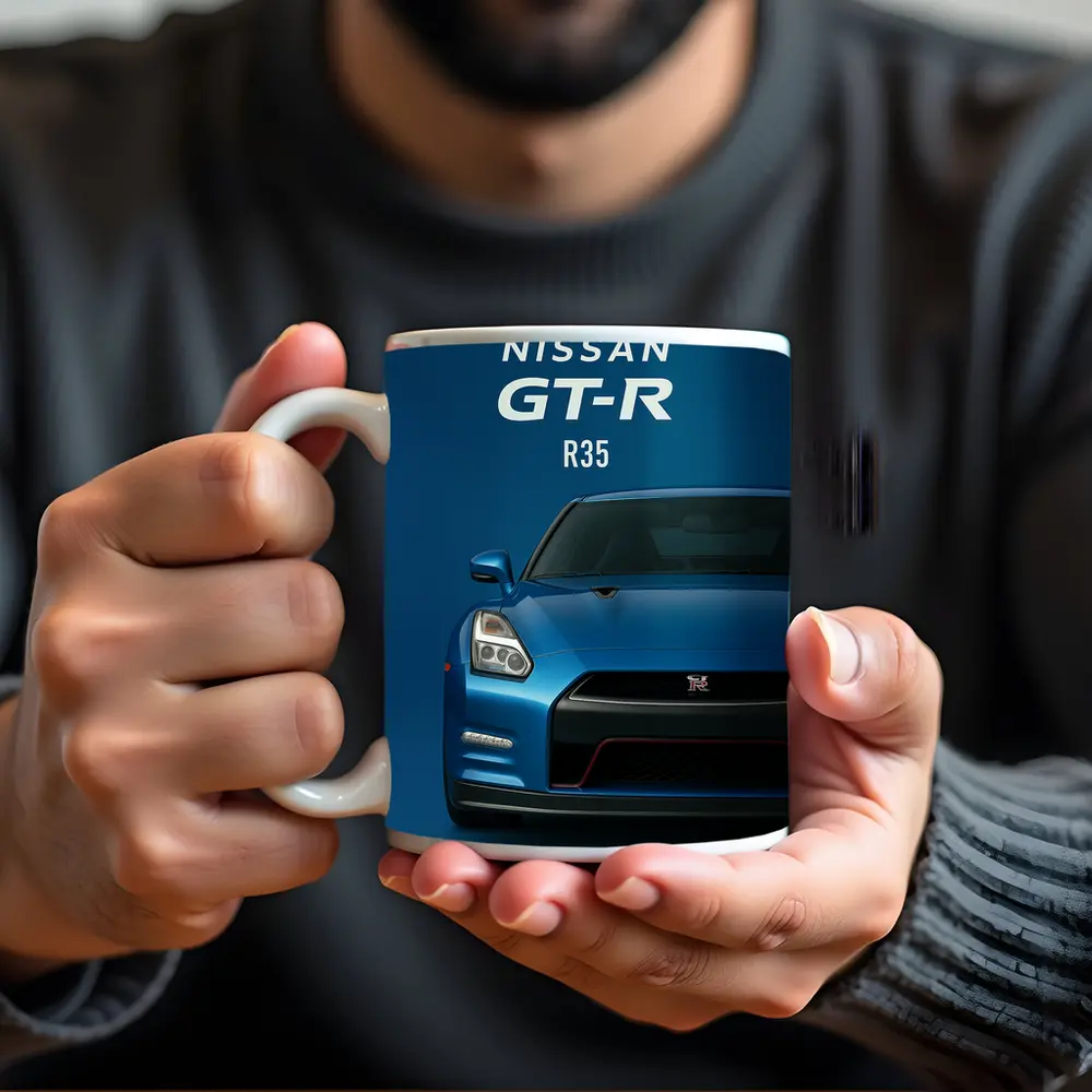 Nissan GT-R R35 Front View Blue – Mugs