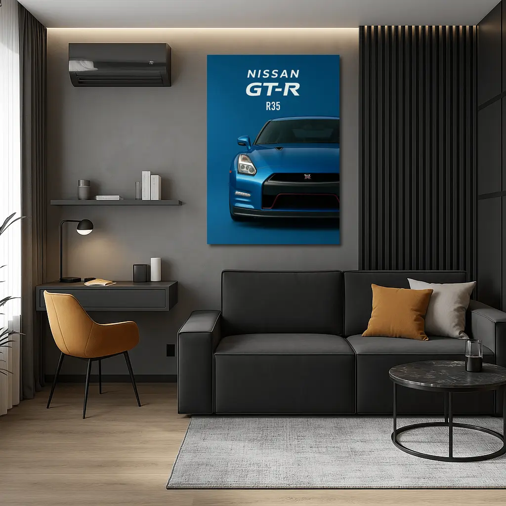 Nissan GT-R R35 Front View Blue – Wall Art