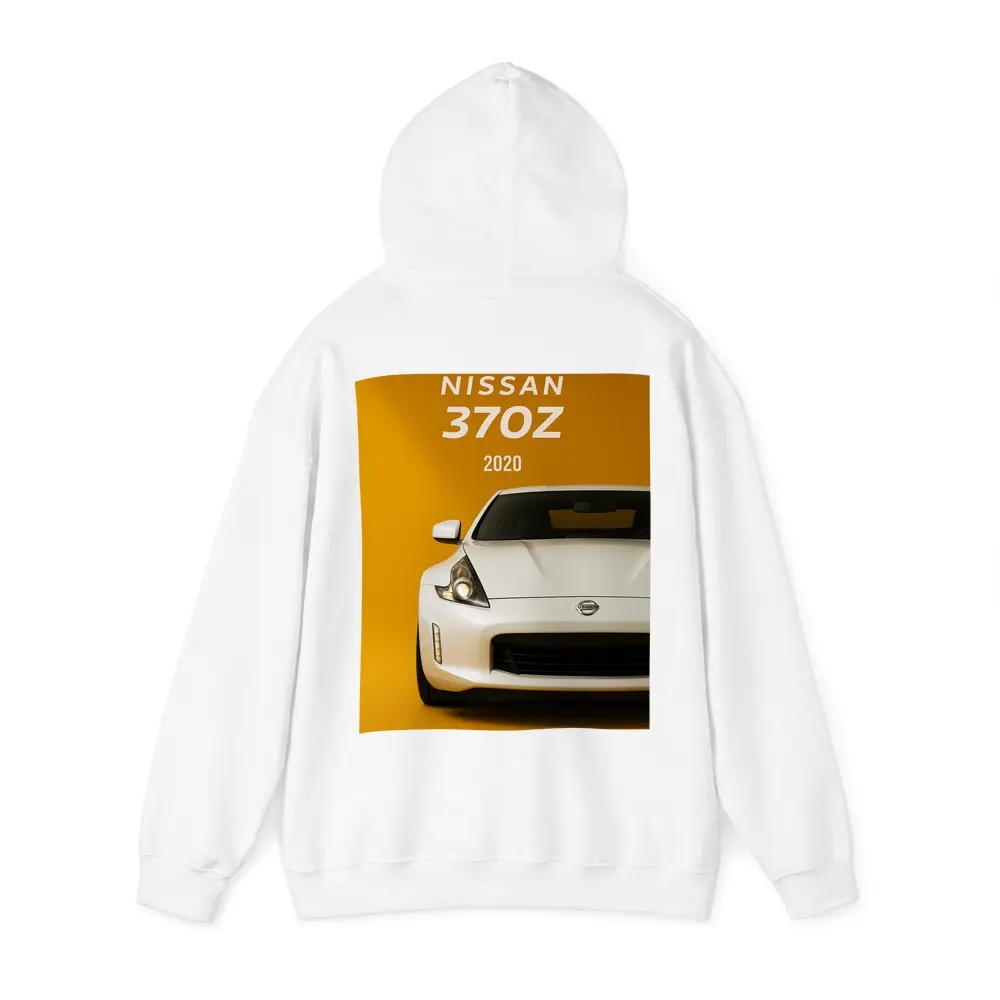 Nissan 370Z White Car Yellow Background – Hoodies