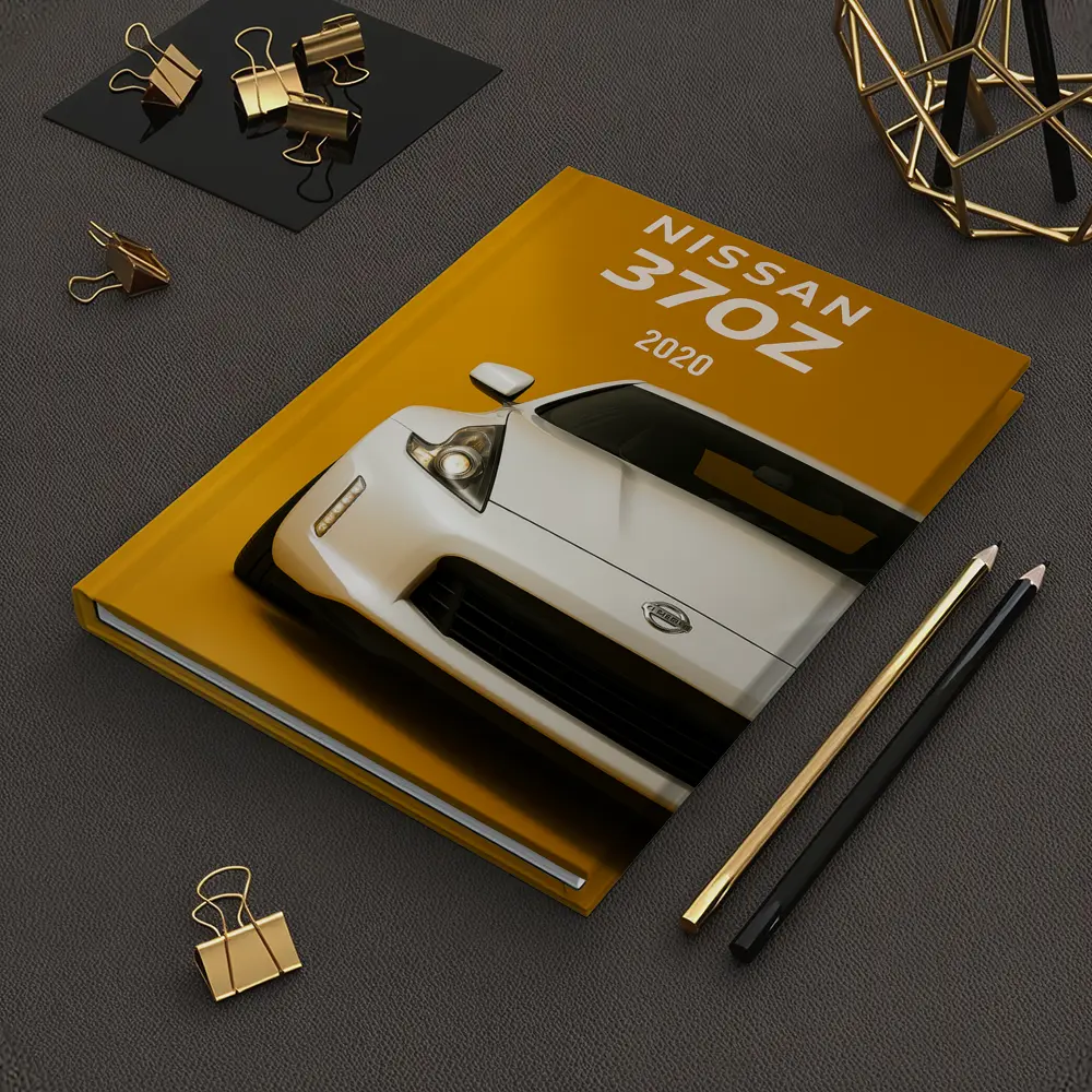 Nissan 370Z White Car Yellow Background – Notebooks