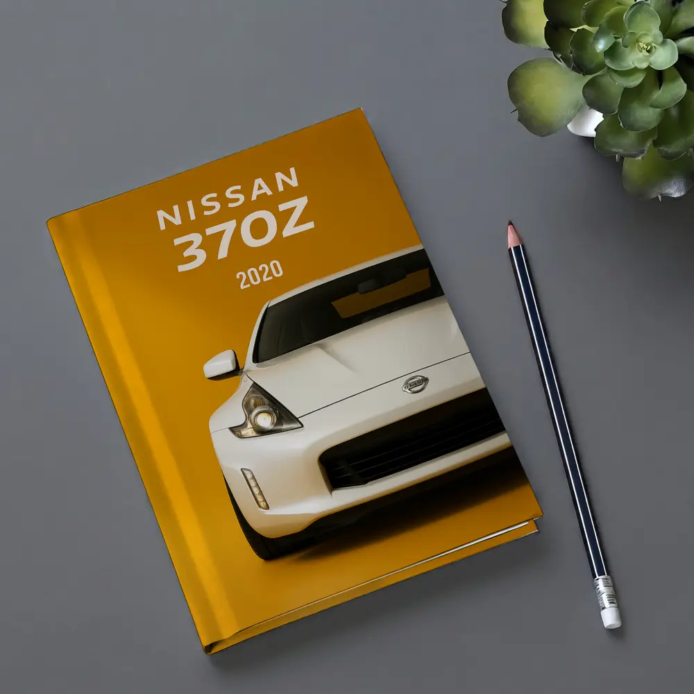 Nissan 370Z White Car Yellow Background – Notebooks