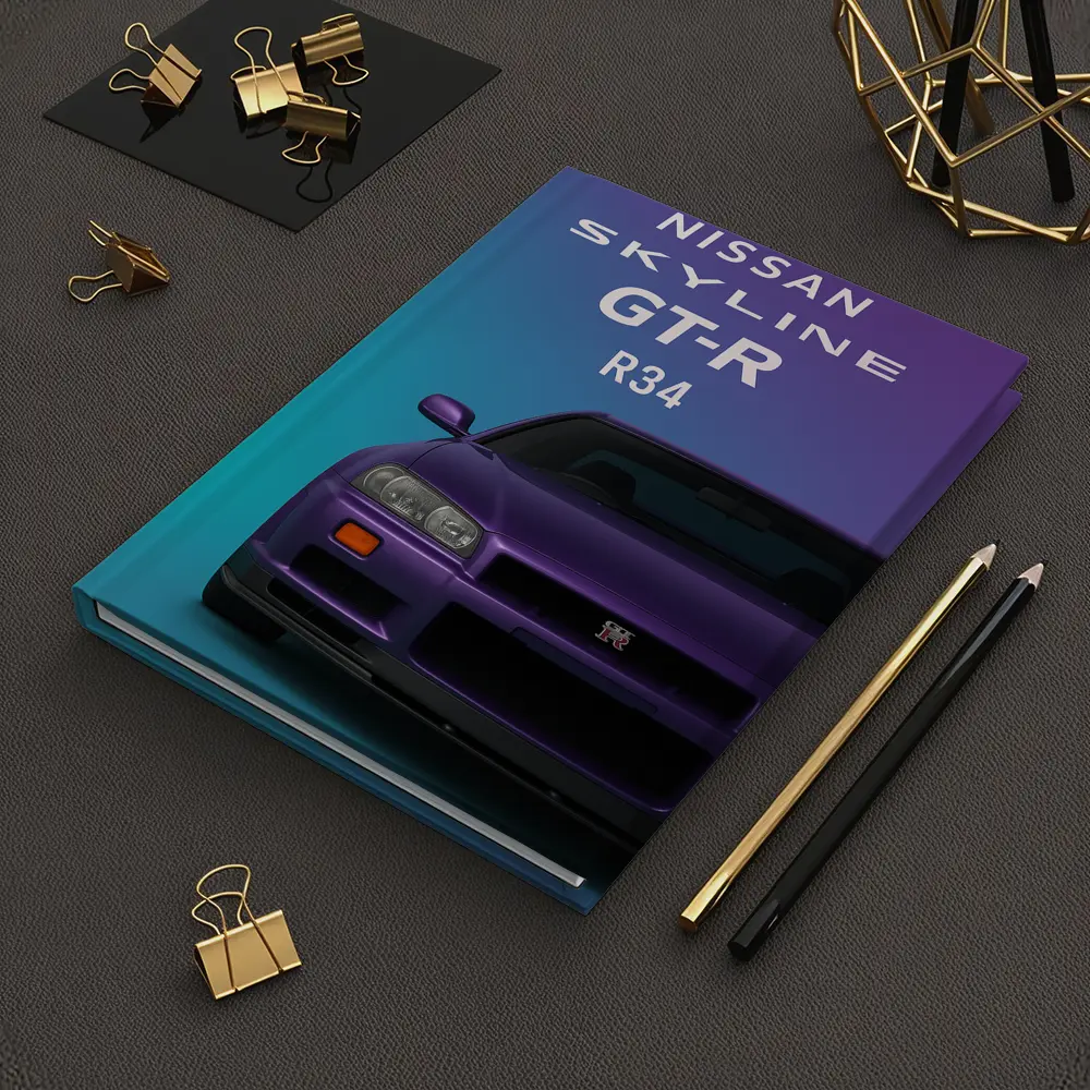 Nissan Skyline GT-R R34 Teal Purple Background – Notebooks
