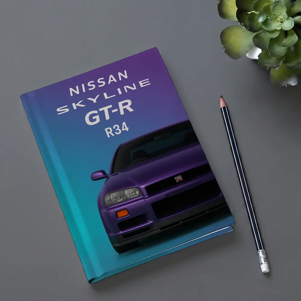Nissan Skyline GT-R R34 Teal Purple Background – Notebooks