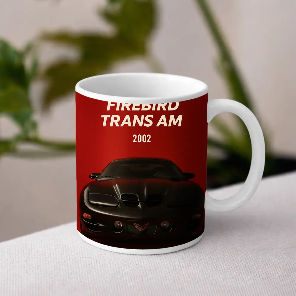 Pontiac Firebird Trans Am Red Background Art – Mugs
