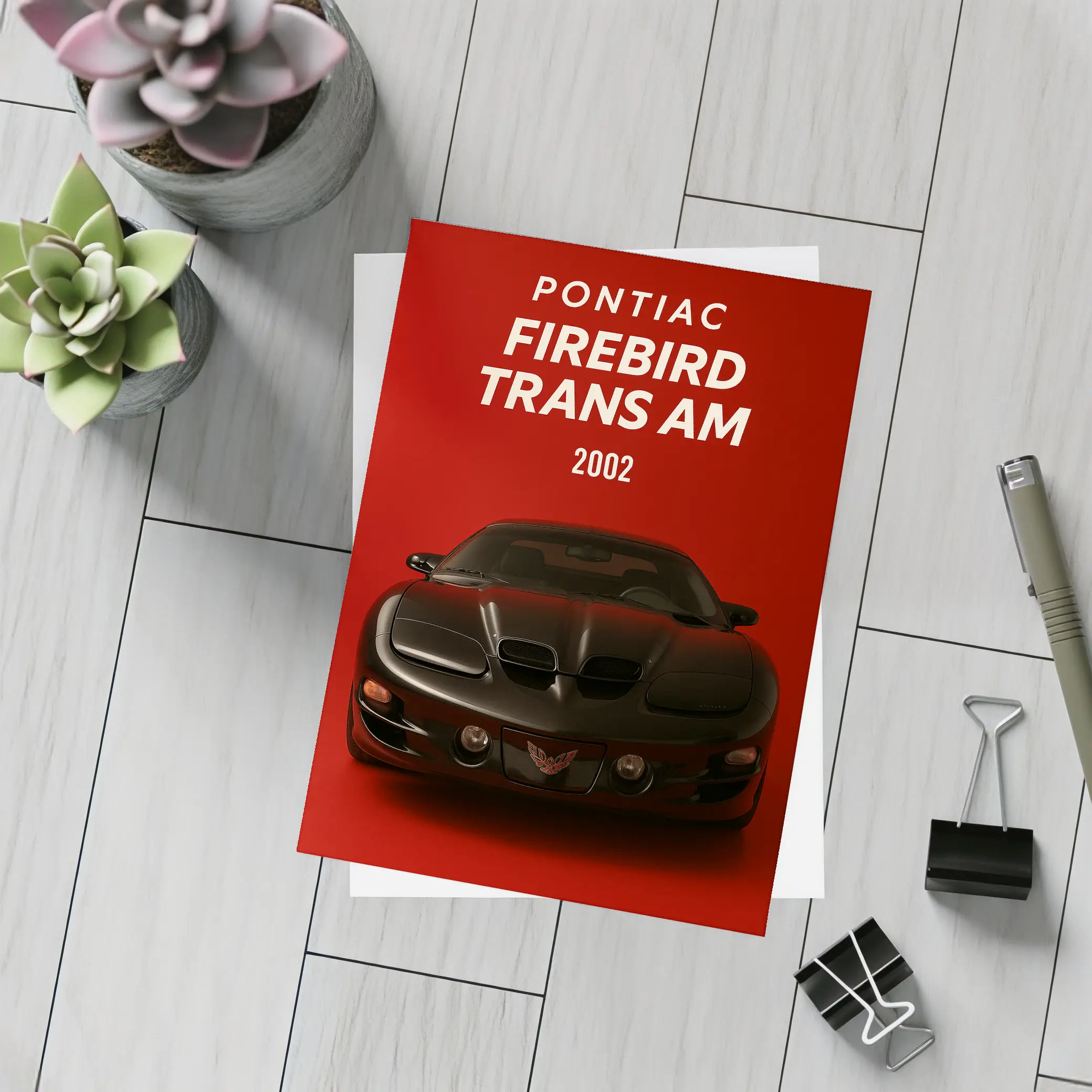 Pontiac Firebird Trans Am Red Background Art – Postcards