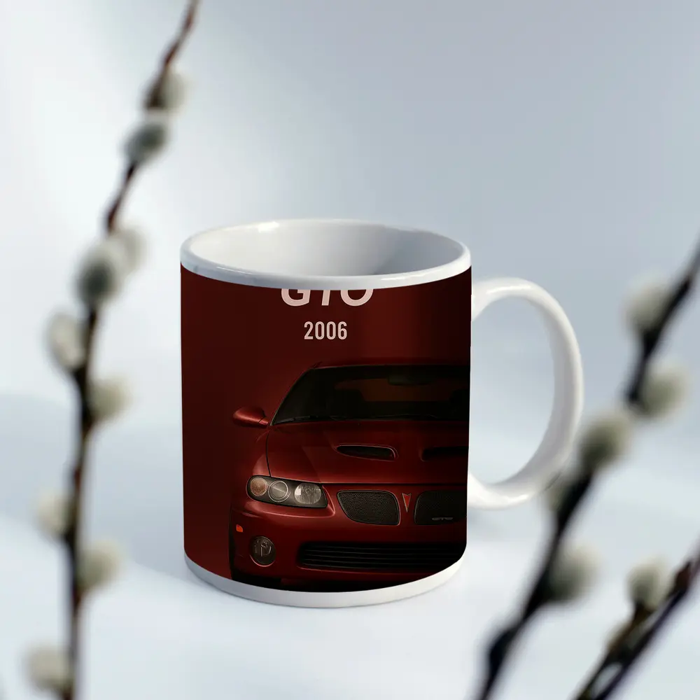Pontiac GTO 2006 Deep Red Background – Mugs