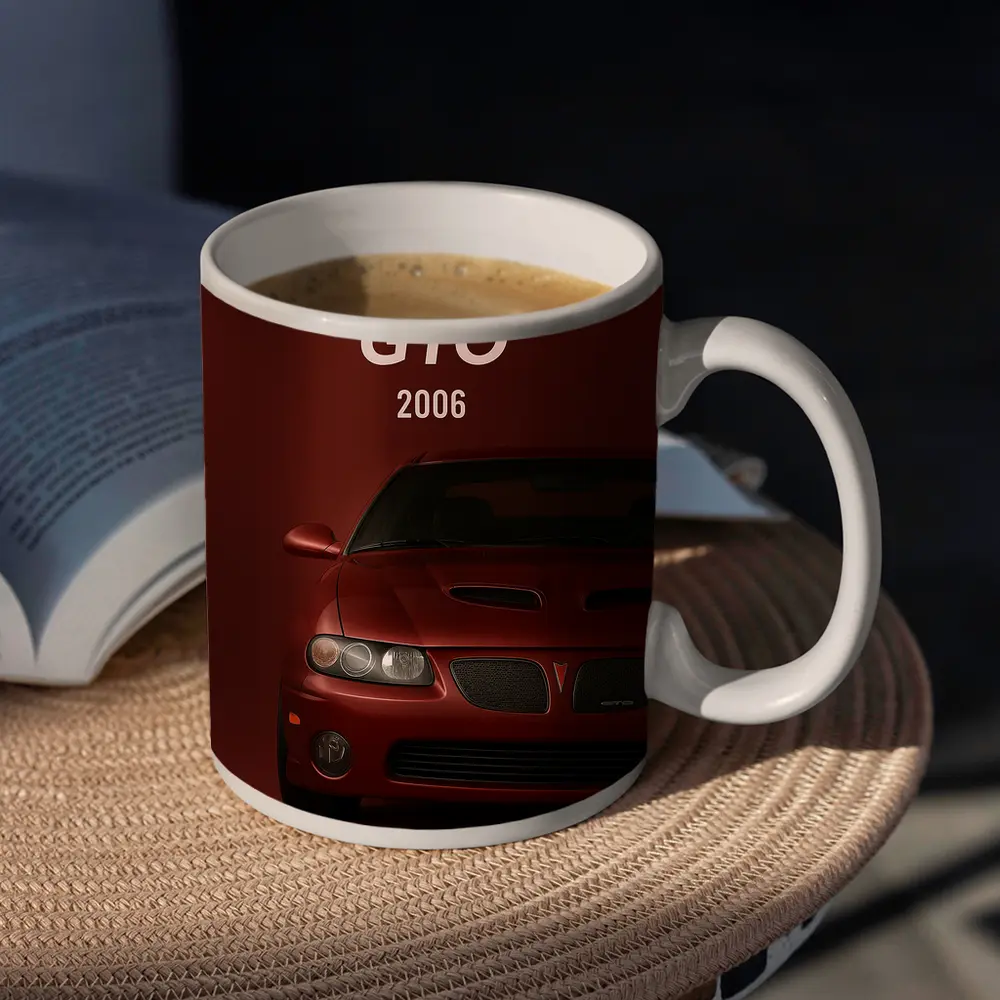 Pontiac GTO 2006 Deep Red Background – Mugs