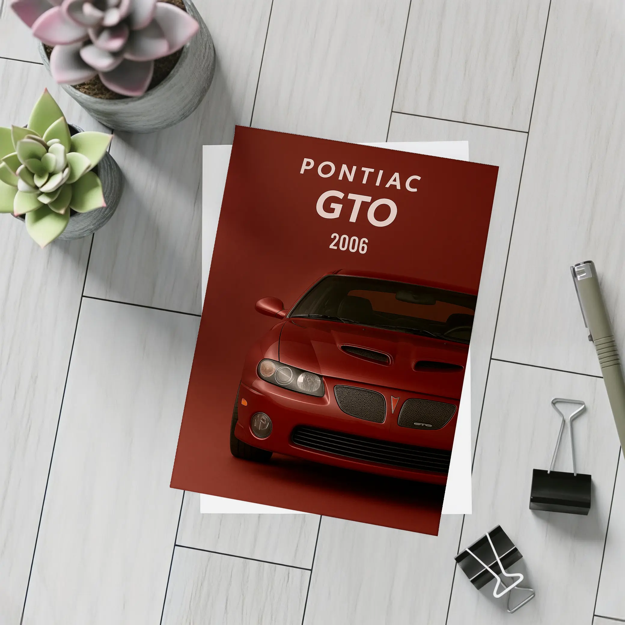 Pontiac GTO 2006 Deep Red Background – Postcards