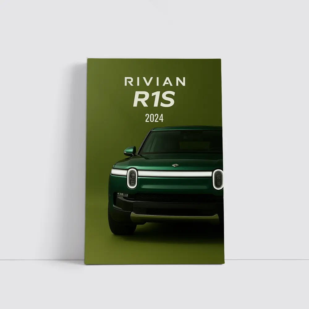 Rivian R1S Electric SUV Green Background – Wall Art