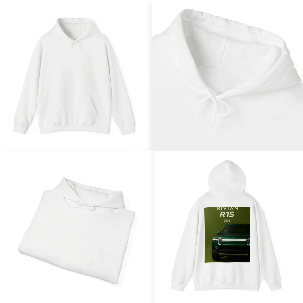 Rivian R1S Electric SUV Green Background – Hoodies