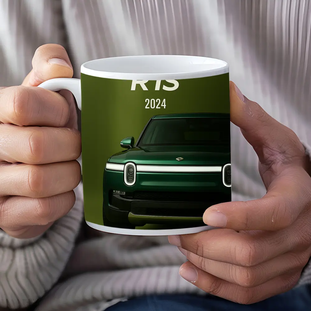 Rivian R1S Electric SUV Green Background – Mugs